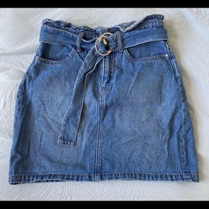 Medium Wash High-Waist Denim Skirt